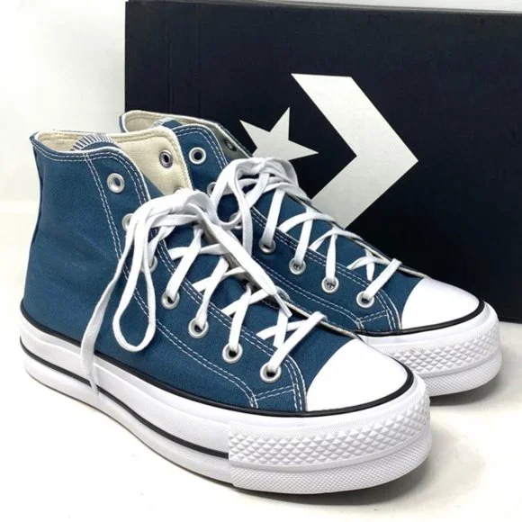 Converse Chuck Taylor Lift Platform High Shoes Skate Canvas Blue Women's A06840C - Picture 3 of 10